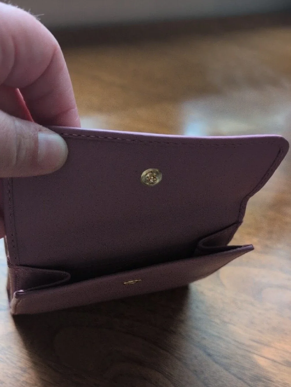 Marc Jacobs Purple Leather Compact Wallet with Gold-Tone Clasp